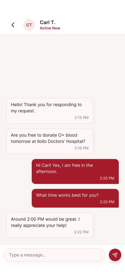 Figma design: chat conversation on mobile