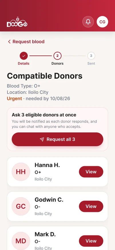 Figma design: compatible donors on mobile