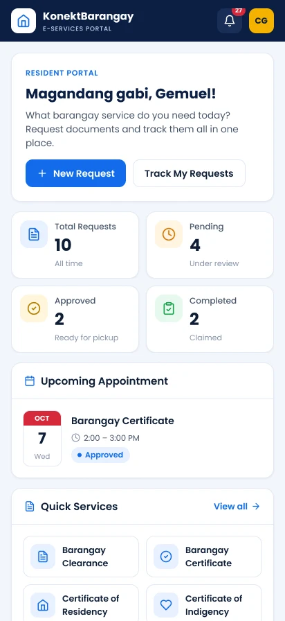 Figma design: resident dashboard on mobile