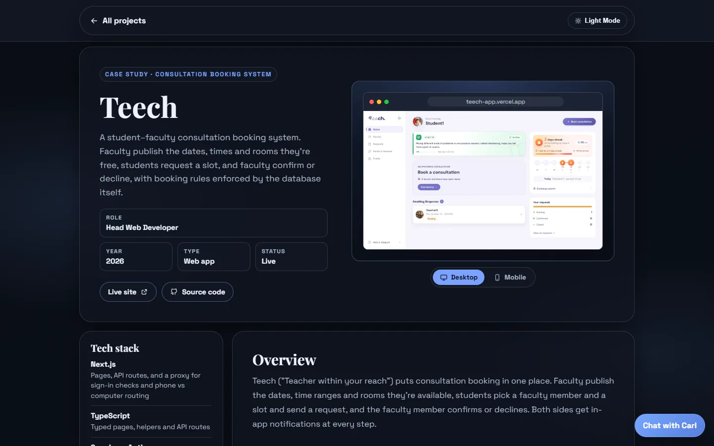 Teech case study page