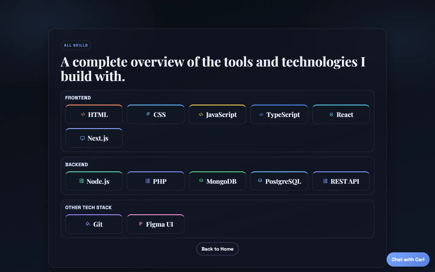 Skills page