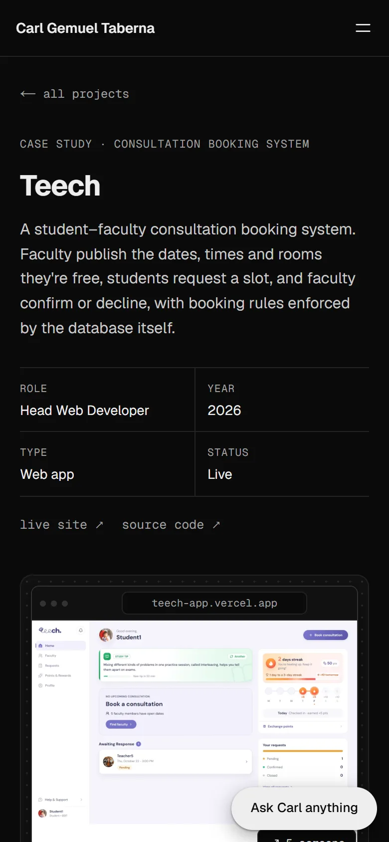 Case study page on mobile